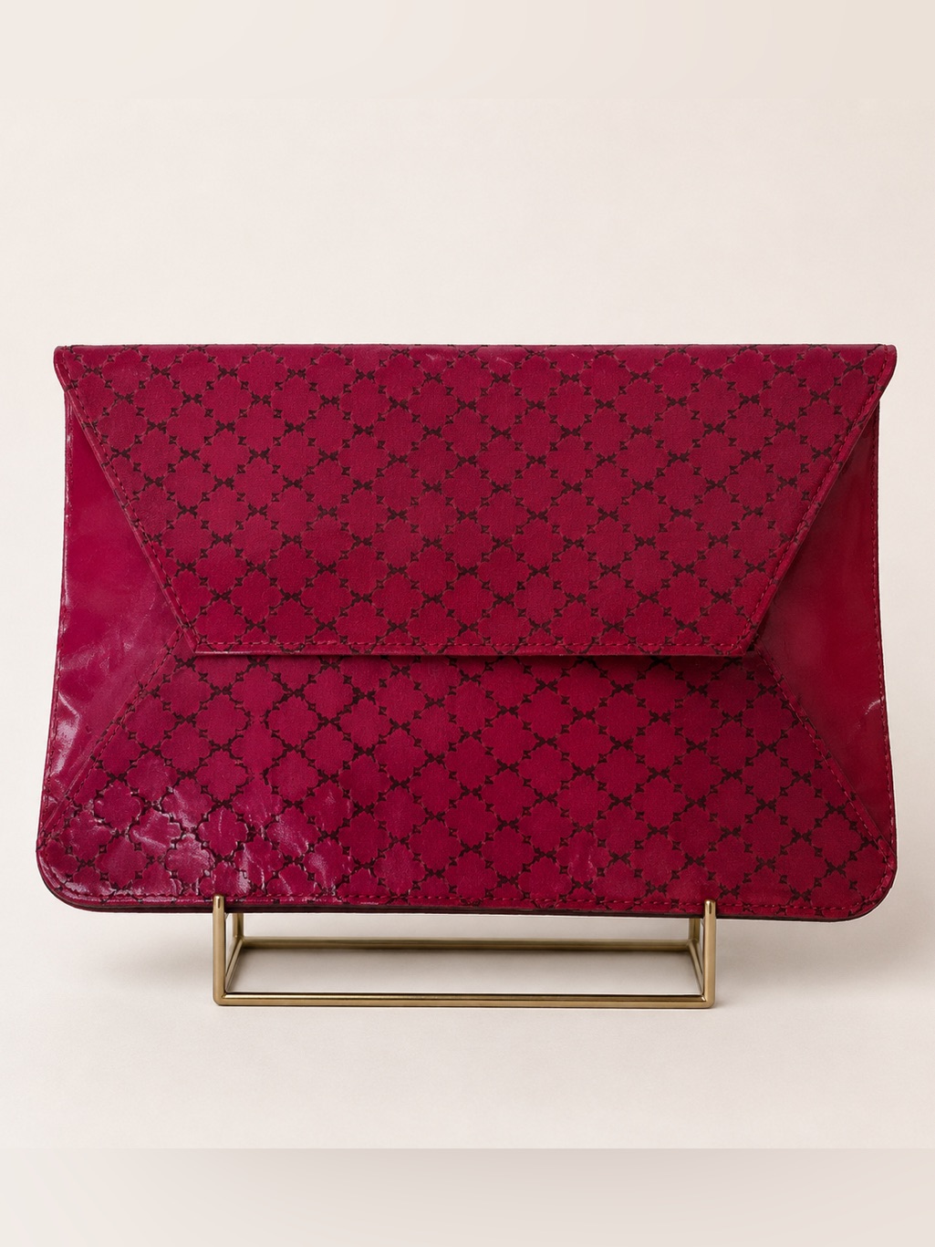 Boho Chic Bohemian Leather Geometric Print Clutch Pouch